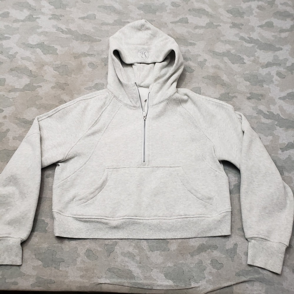 Lululemon Sweatshirt Womens XS/S Gray Scuba Half Zip Hoodie Pullover Crop